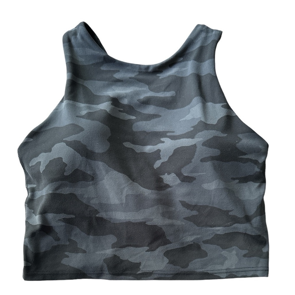 Athleta tank built in bra crop xxs camo camouflage gray black NEW no tags